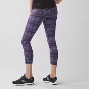 Lululemon Pace Rival Crop Leggings Violet Stripes